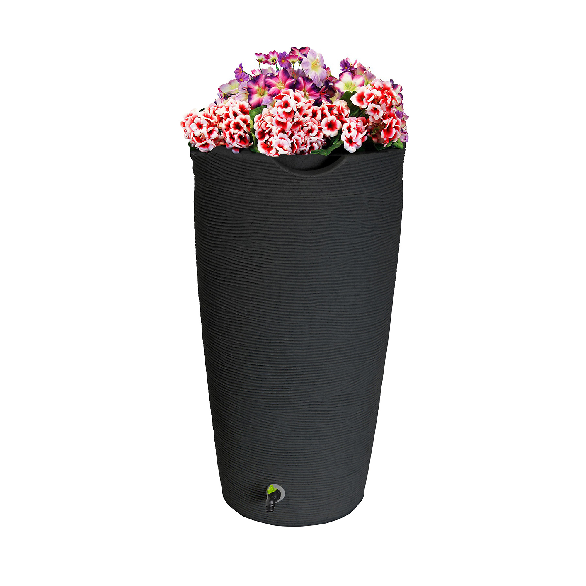 Good Ideas Impressions Eco Stone Rain Saver Barrel — 50 Gallon, Recycled Material, Black, Model# GI-REC-STO50-BLK